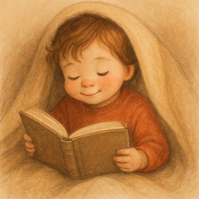 child cuddled up with a book
